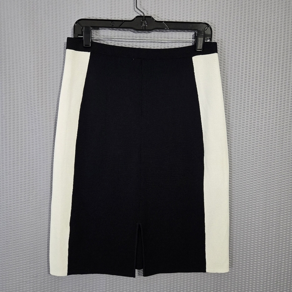 Tahari NWT Simple Sleek Black and White Comfy Golf Career Business Pencil Skirt - Picture 2 of 11